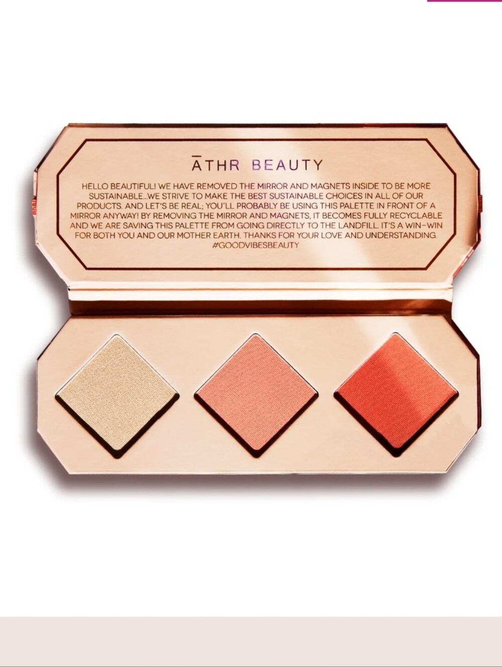 ATHR Crystal Charged Cheek Palette In Amber (Peach & Gold Trio) BNIB